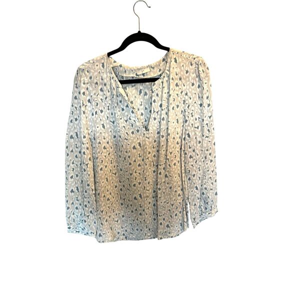 Joie 100% silk blue and gray leopard print blouse size medium - Picture 1 of 4